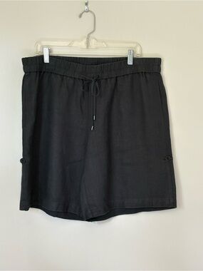 Eileen Fisher Charcoal Organic Linen Elastic Waist Shorts